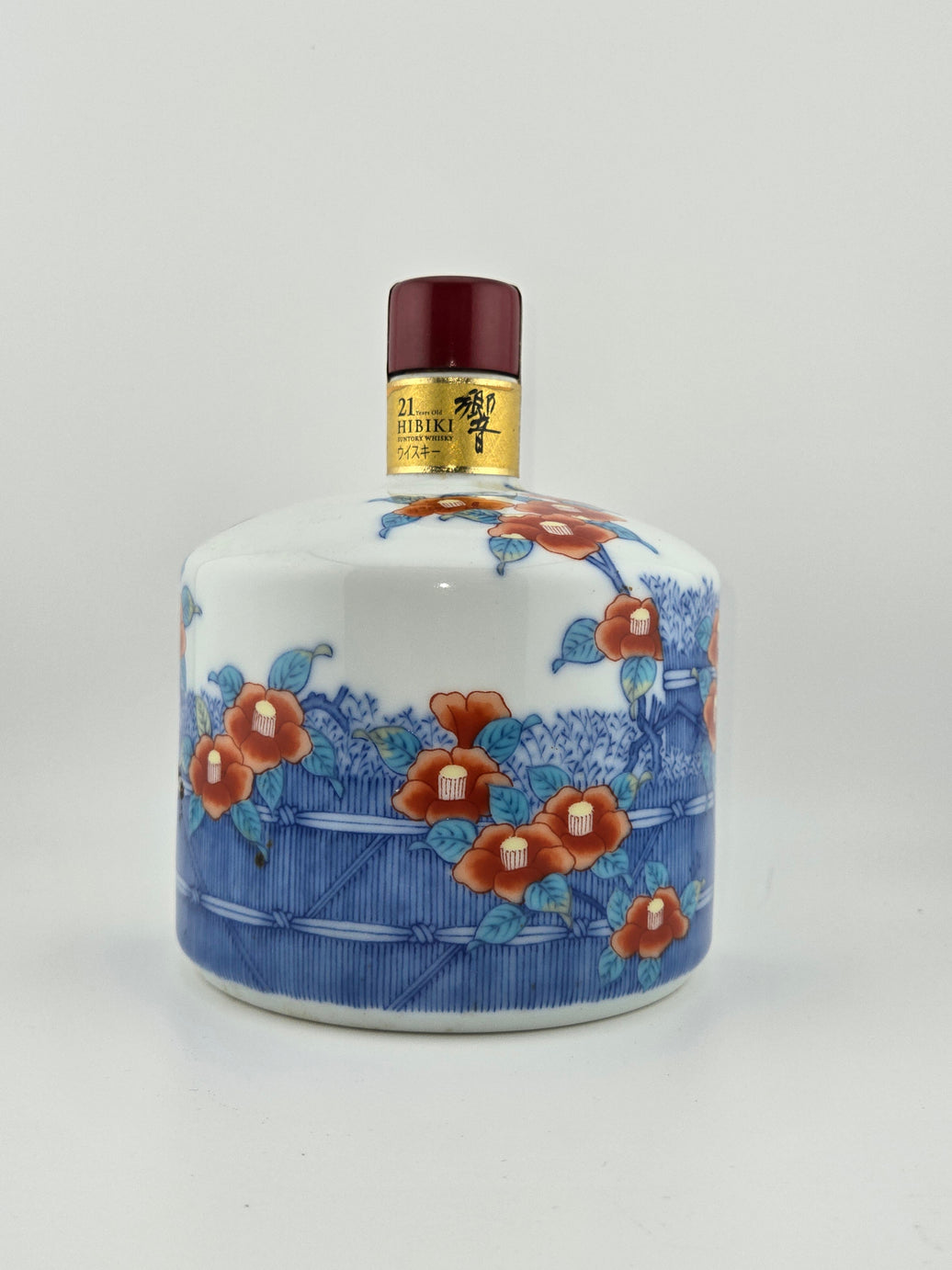 響21年 響 HIBIKI ひびき 有田焼 サントリー SUNTORY 有田焼 色絵椿柴垣文筒形瓶 陶器ボトル