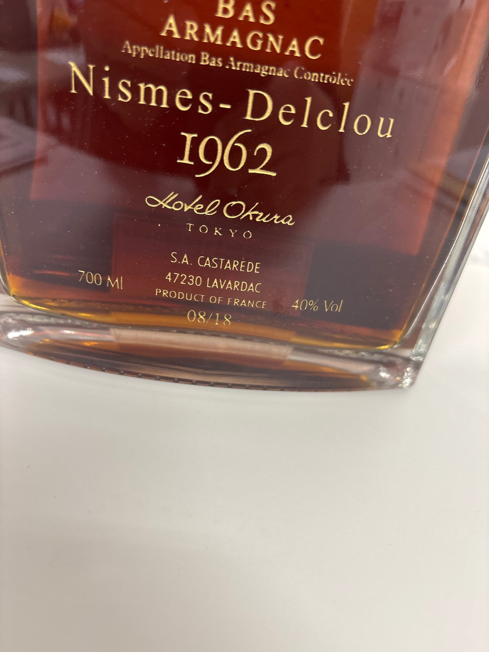 Nismes-Delclou Bas Armagnac　1962　ホテルオークラ50周年記念40％700ml18本限定
