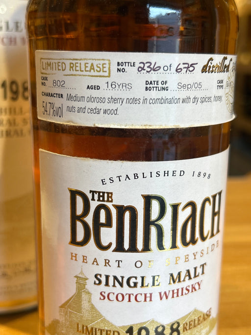 BenRiach 1988 Single Malt Scotch Whisky 16 Year Old