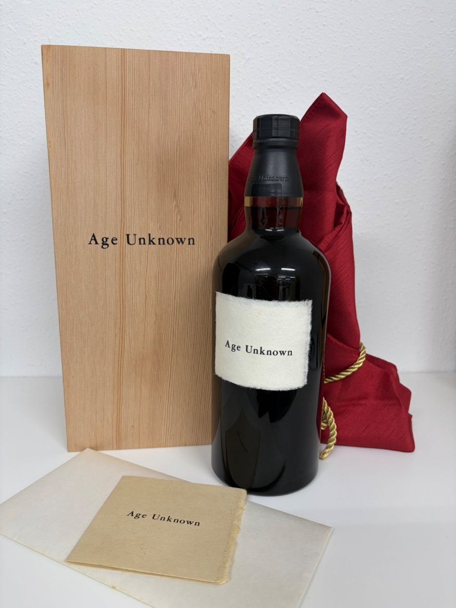 サントリー ピュアモルト Age Unknown エイジアンノウン 勲一等瑞宝章受賞記念 ウイスキー 750ml 43％ 木箱/冊子/ご挨拶状/赤布/紐 - LIQUOR JOY