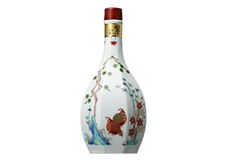 響21年 有田焼 色絵松鶴梅鶉文八角瓶 2001