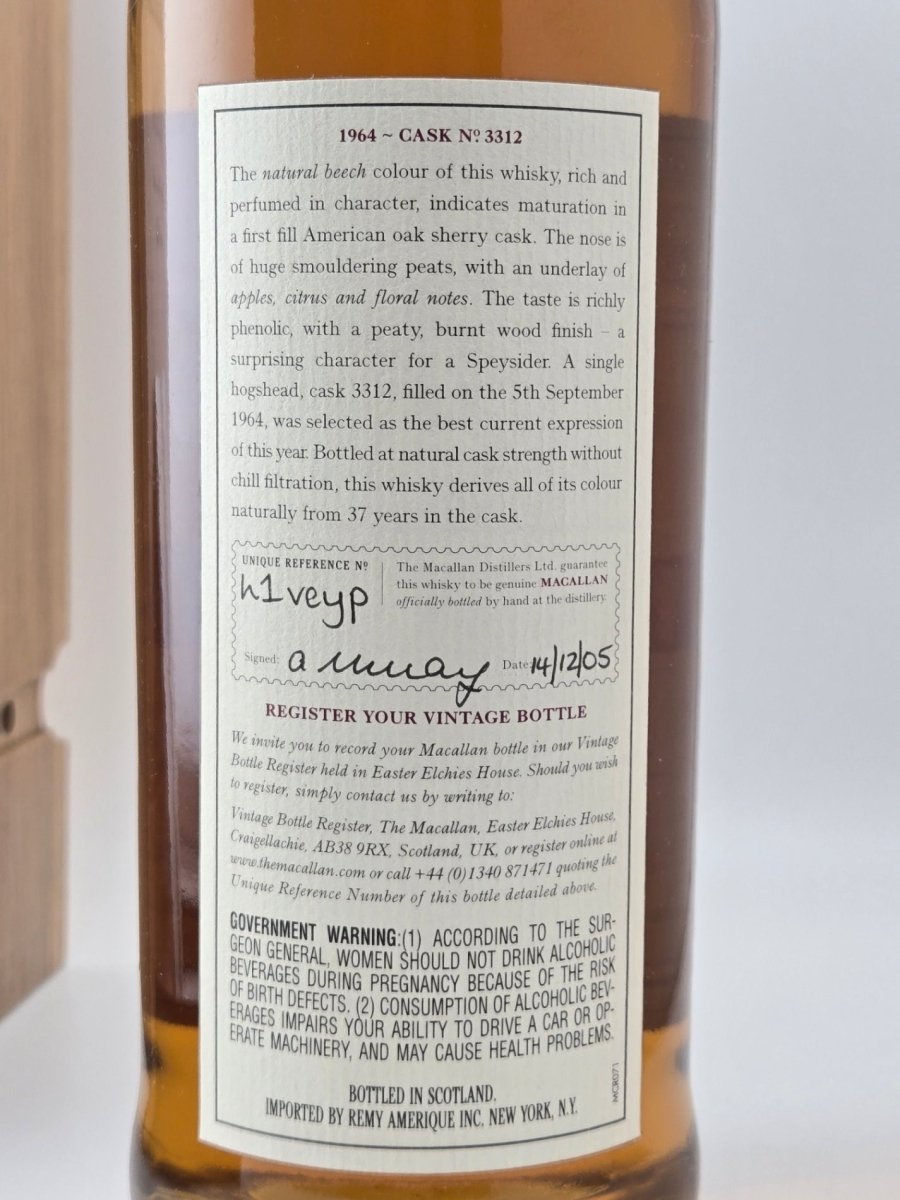 The Macallan Fine & Rare 37 Year Old 58.2 abv 1964 (1 BT70 - LIQUOR JOY
